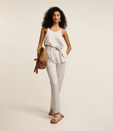 Calça Cenoura em Piquet com Faixa para Amarração Calça Cenoura em Piquet com Faixa para Amarração