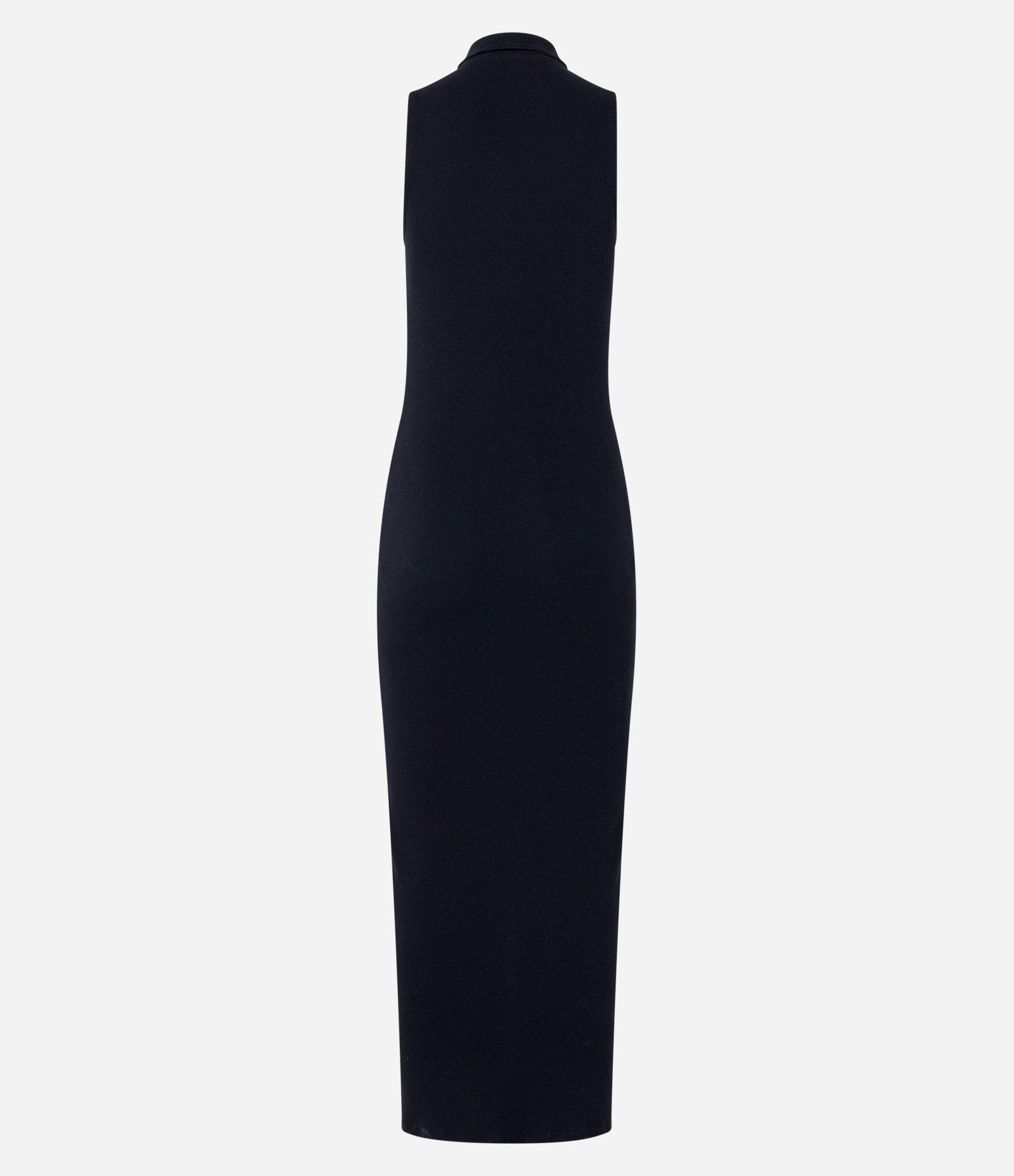Vestido New Midi em Ribana com Botões e Fenda Frontal Preto 7