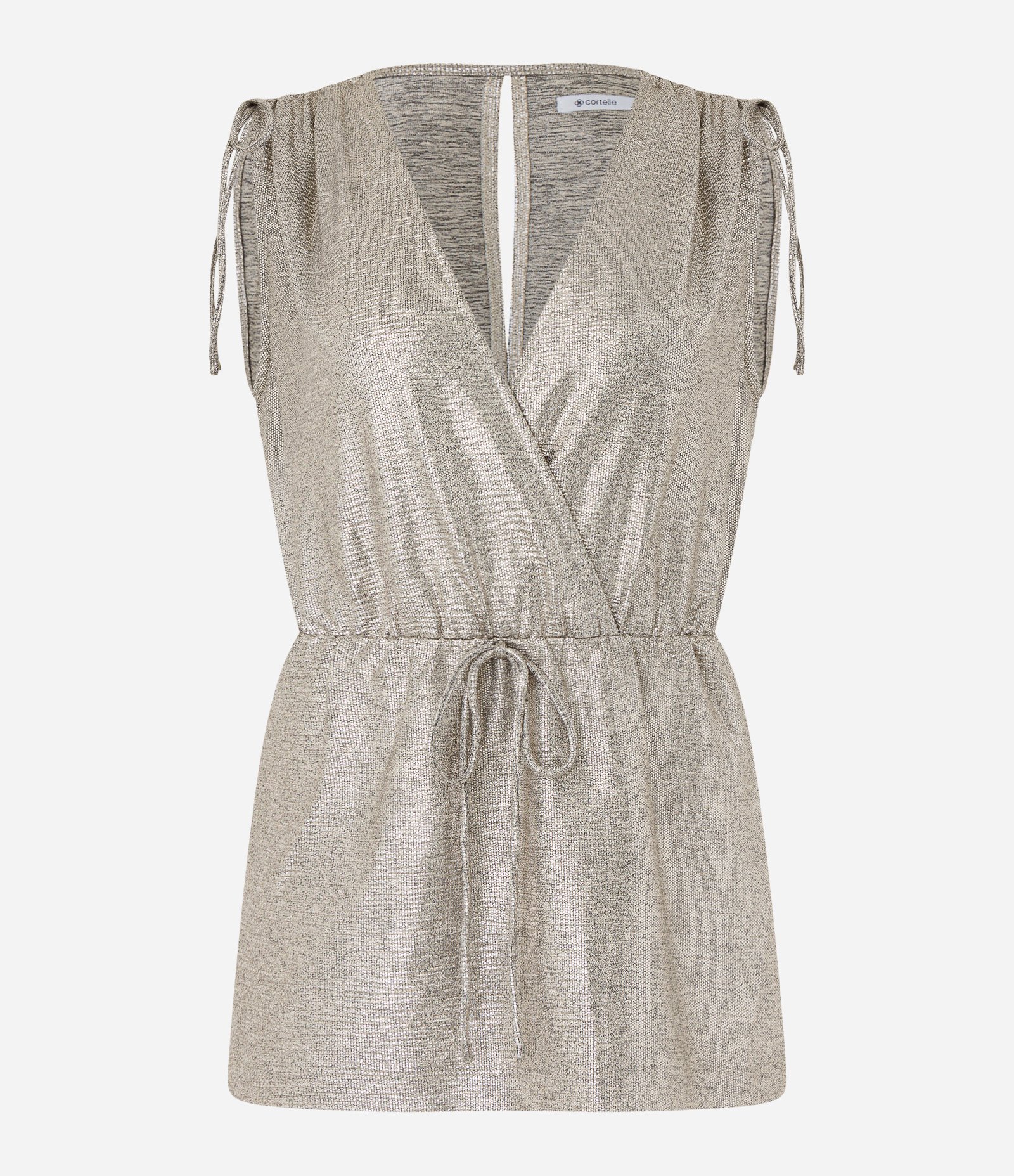 Blusa Sem Manga com Amarração e Fio Metalizado Prata 7