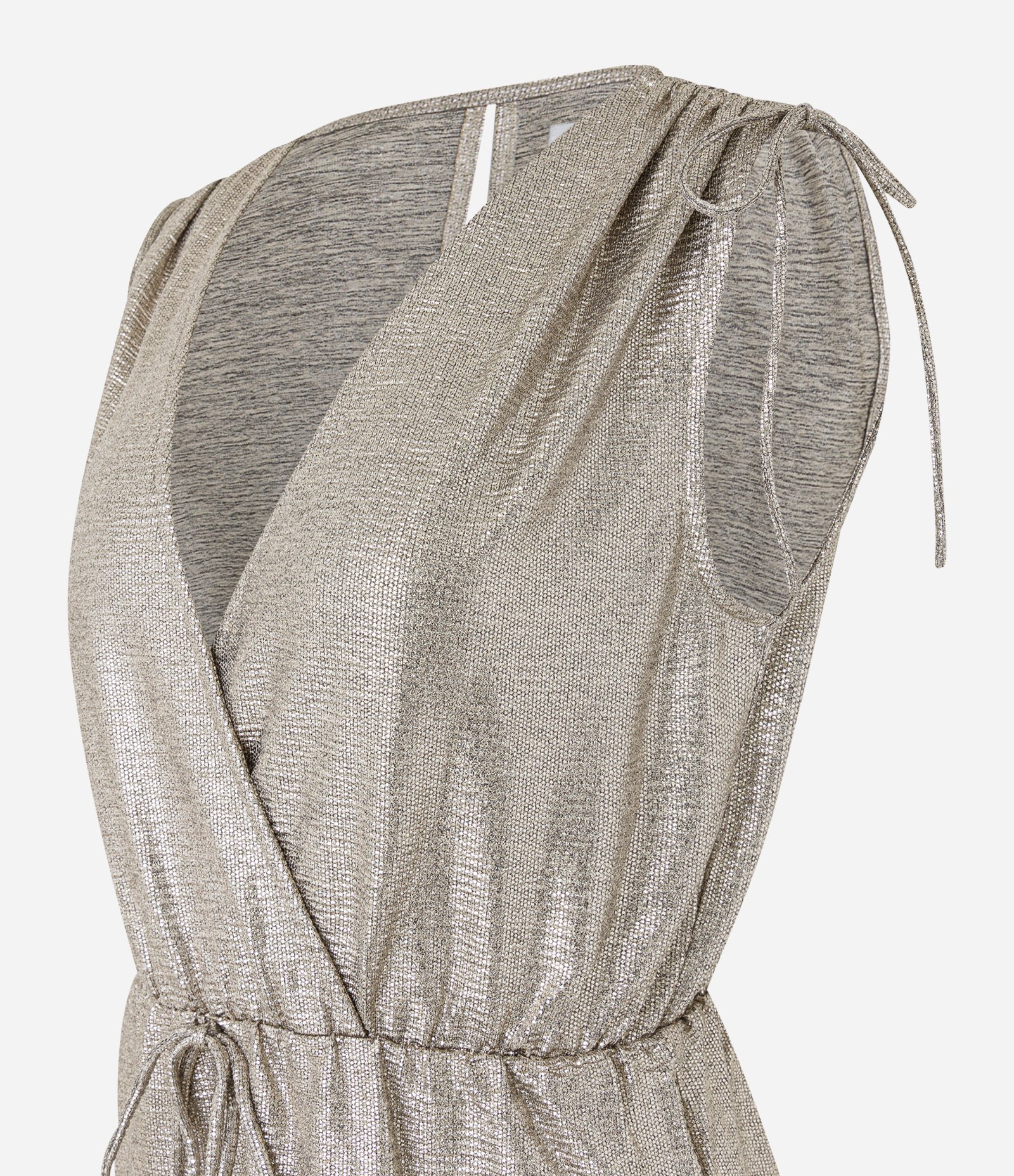 Blusa Sem Manga com Amarração e Fio Metalizado Prata 8