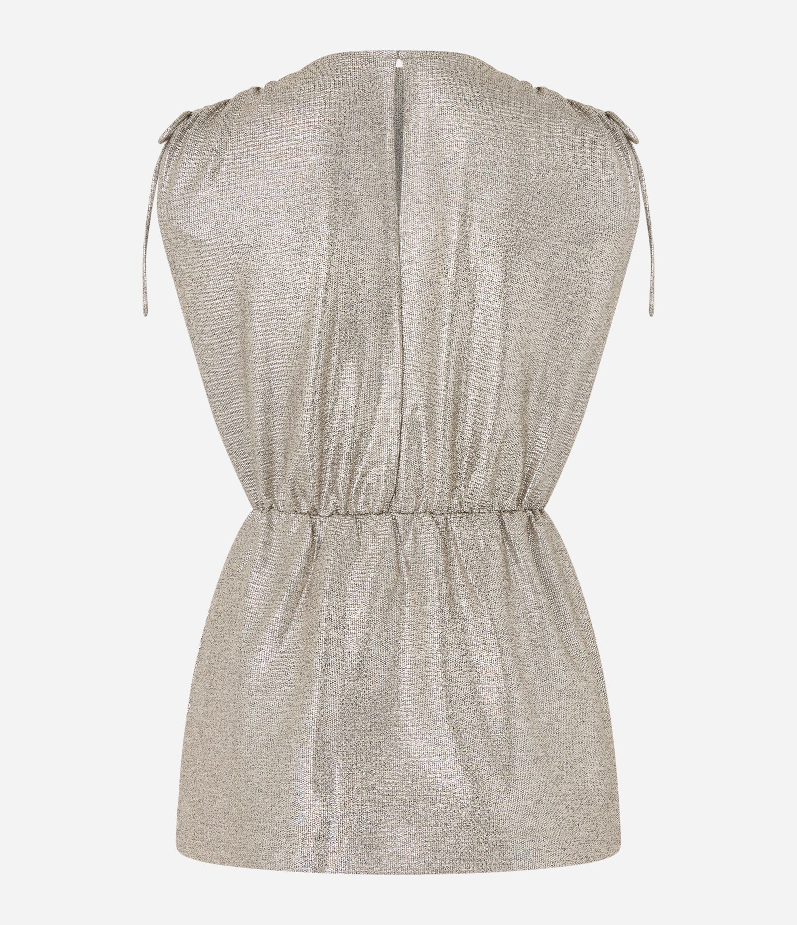 Blusa Sem Manga com Amarração e Fio Metalizado Prata 9