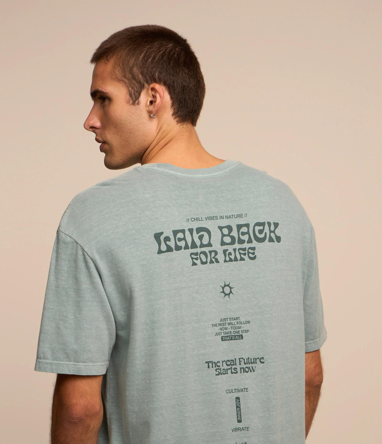 Camiseta Relaxed com Estampa Lettering Azul 1