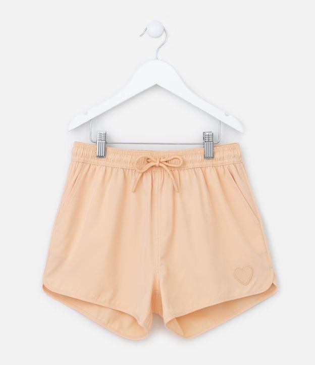 Short Runner Infantil em Microfibra com Bordado Coração - Tam 5 a 14 Anos