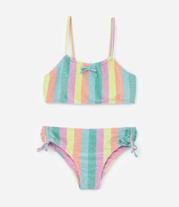 Biquíni Infantil com Proteção UV e Estampa Listras - Tam 5 a 14 Anos