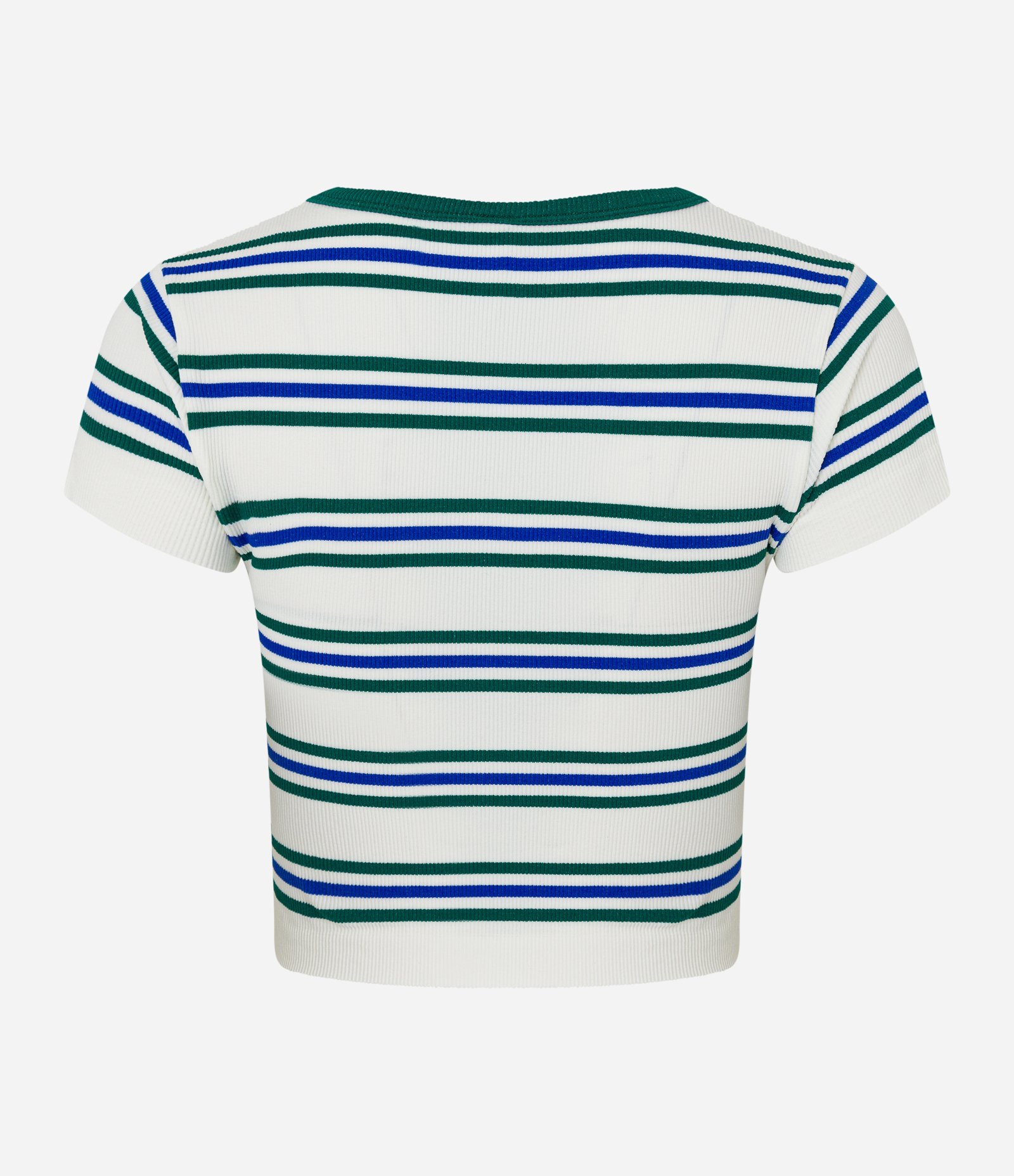 Blusa Cropped em Poliamida Seamless com Listras Verde/Azul 6