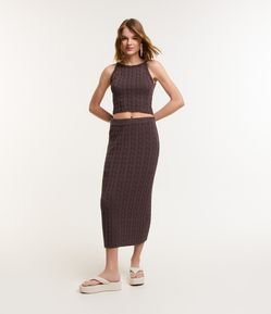 Saia Midi em Tricô Texturizada