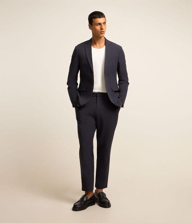 Blazer em Ana Ruga com Textura e Gola com Lapela