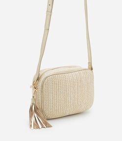 Bolsa Câmera Bag Pequena com Tassel e Efeito Palha