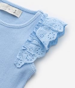 Regata Infantil Canelada com Babado Broderie - Tam 1 a 5 Anos