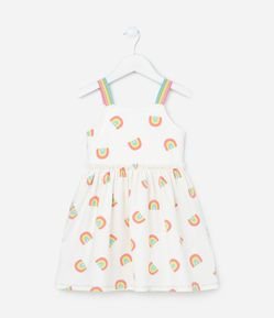 Vestido Infantil Texturizado com Estampa Arco-Íris -Tam 1 a 5 Anos