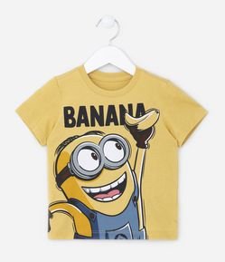 Camiseta Infantil em Algodão Estampa Minion Banana - Tam 2 a 5 anos