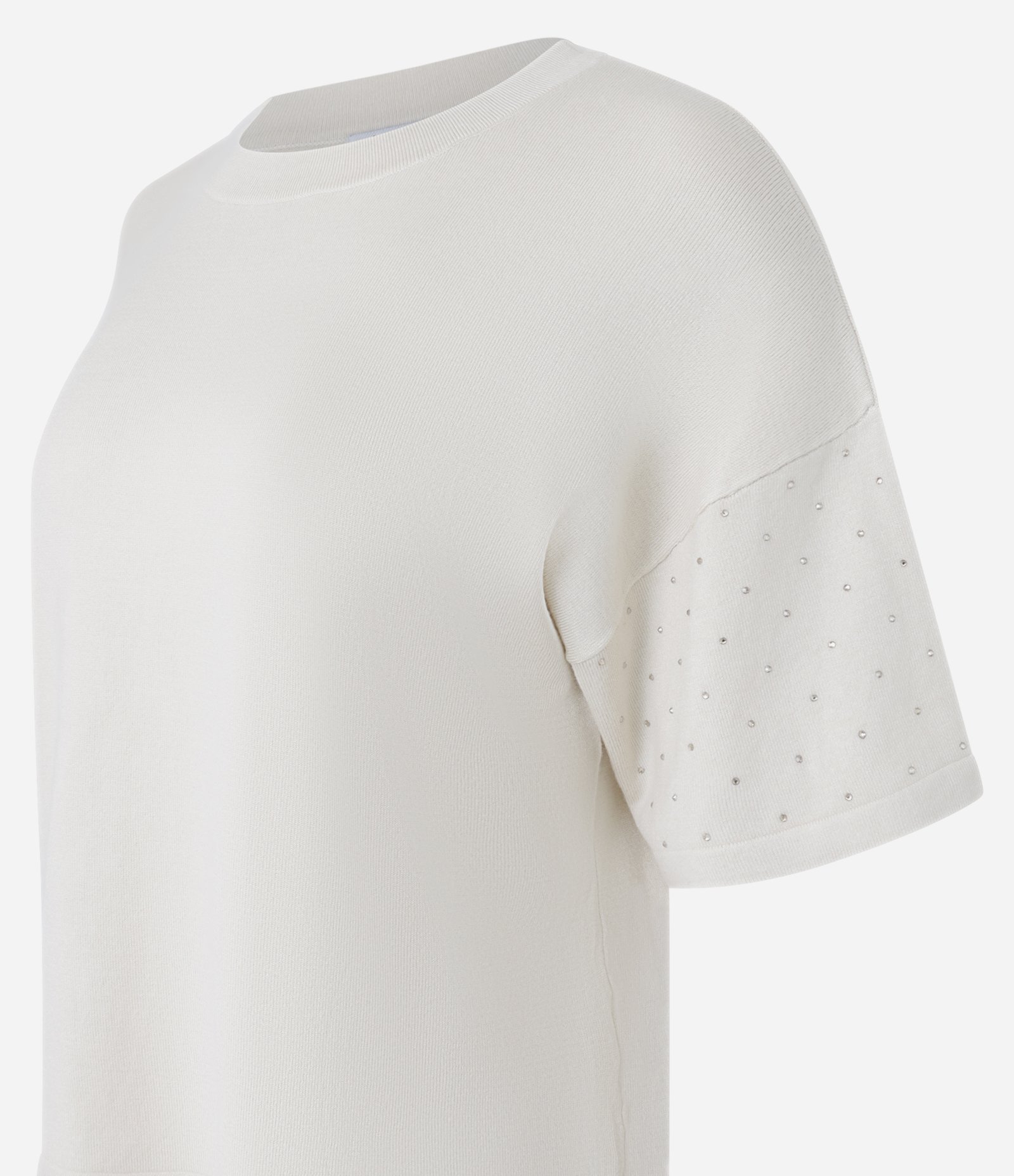 Blusa em Tricô com Brilhos de Strass na Manga Bege 2