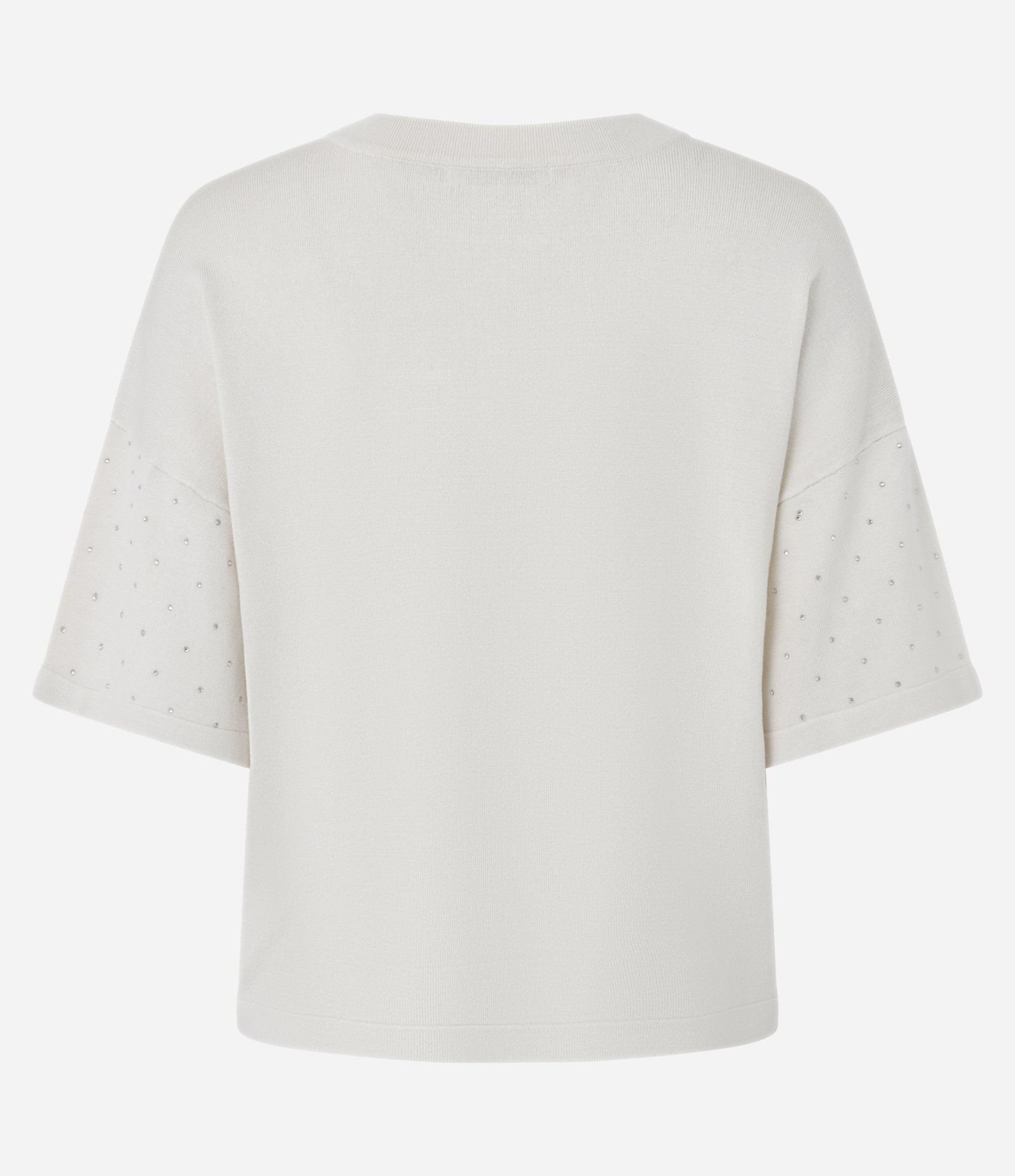 Blusa em Tricô com Brilhos de Strass na Manga Bege 3