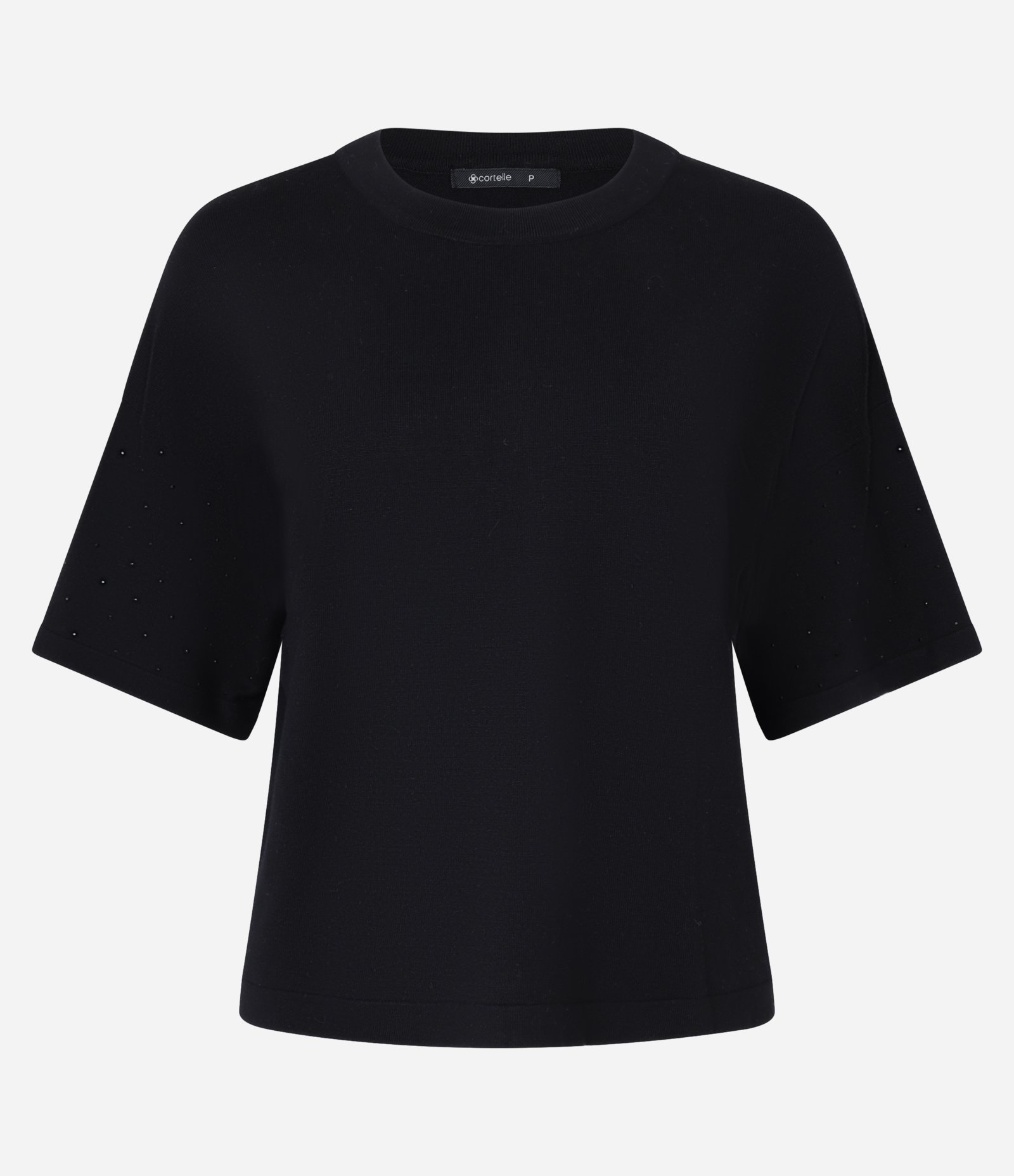 Blusa em Tricô com Brilhos de Strass na Manga Preto 5