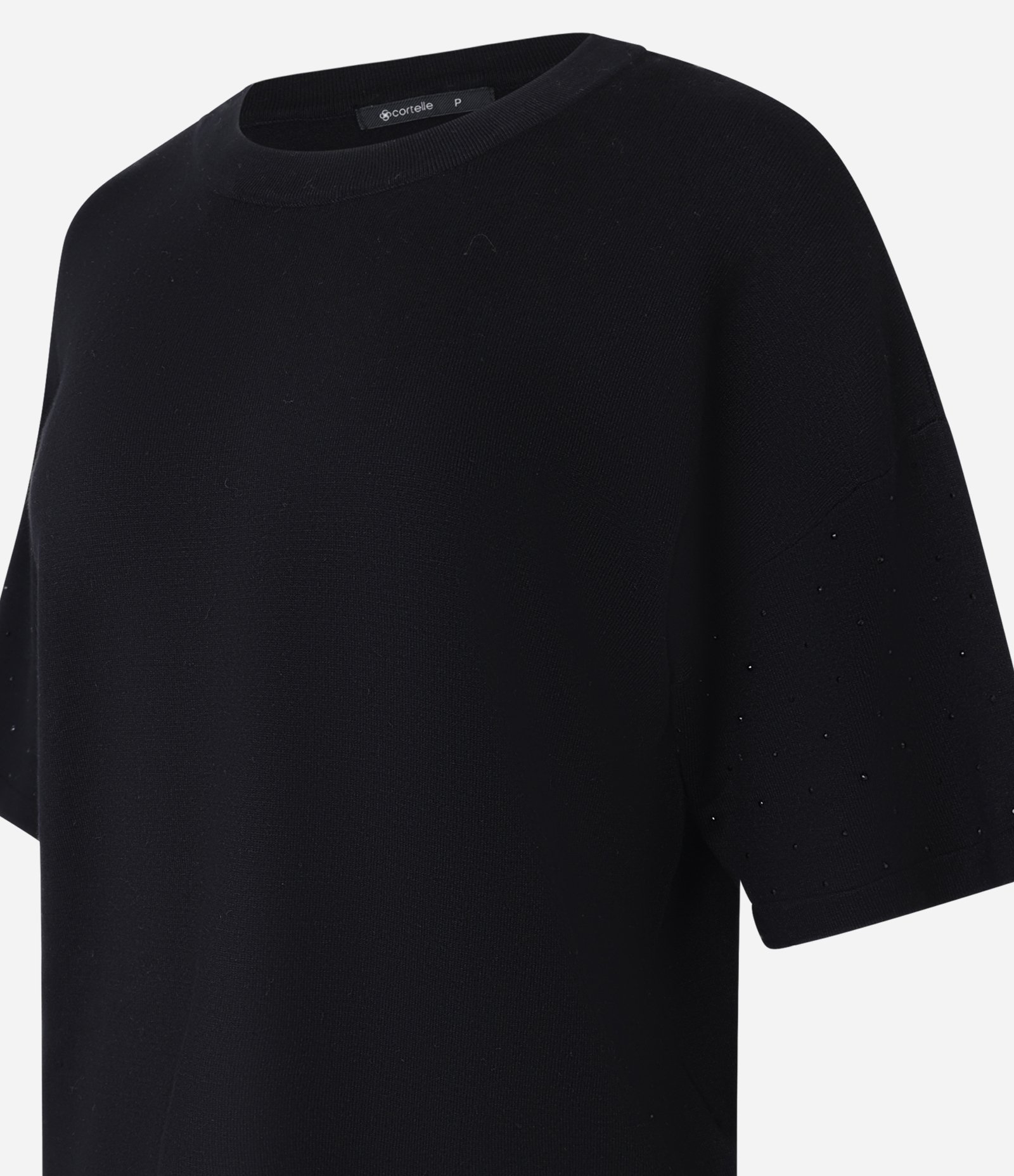 Blusa em Tricô com Brilhos de Strass na Manga Preto 6