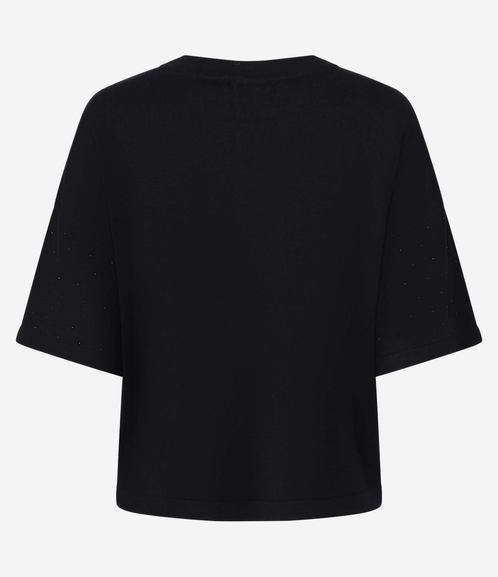 Blusa em Tricô com Brilhos de Strass na Manga Preto 7