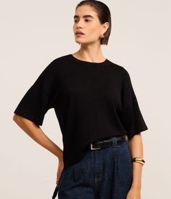 Blusa em Tricô com Brilhos de Strass na Manga