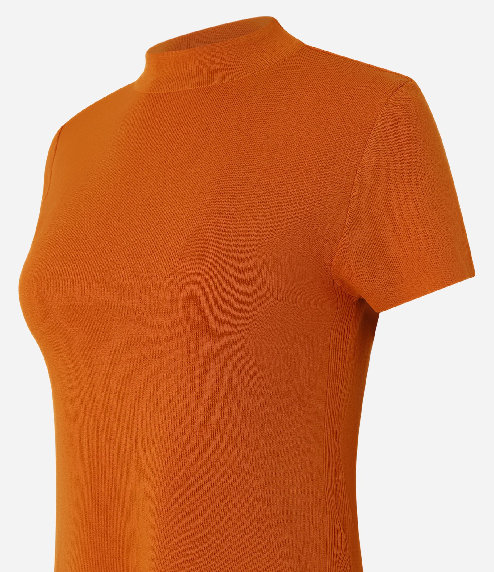 Blusa Canelada em Ribana com Gola Altinha Laranja 2