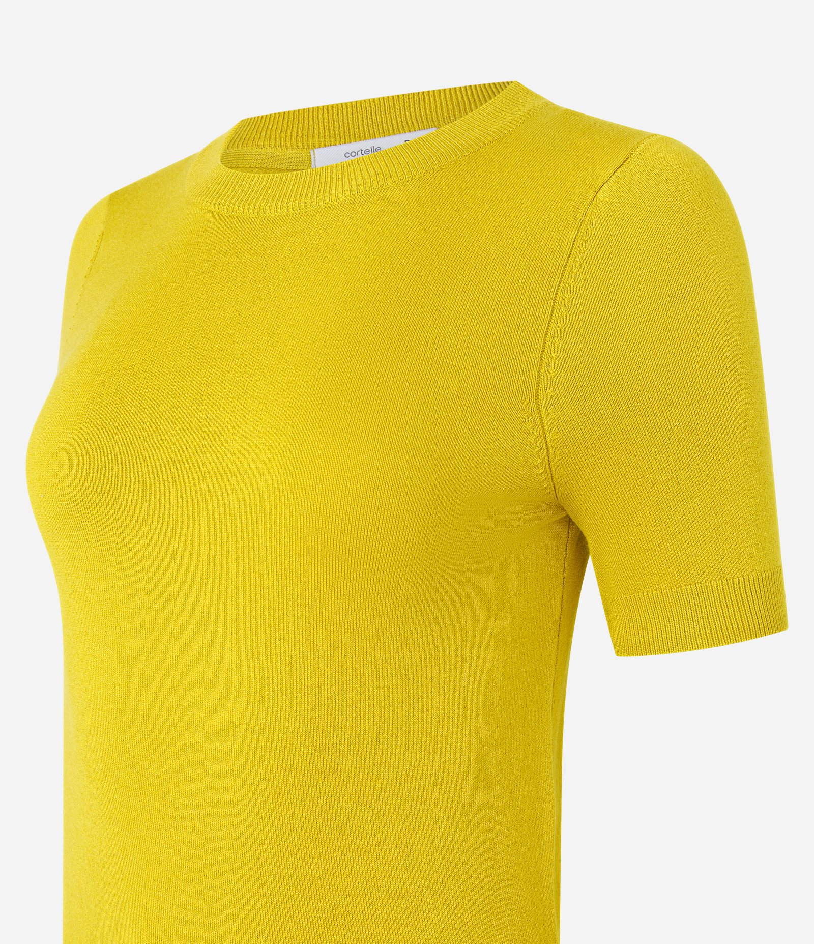 Blusa Básica em Tricô com Barra Canelada Amarelo 6