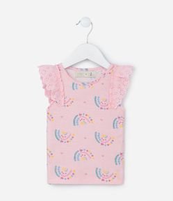 Regata Infantil em Ribana com Babado Broderie - Tam 1 a 5 Anos