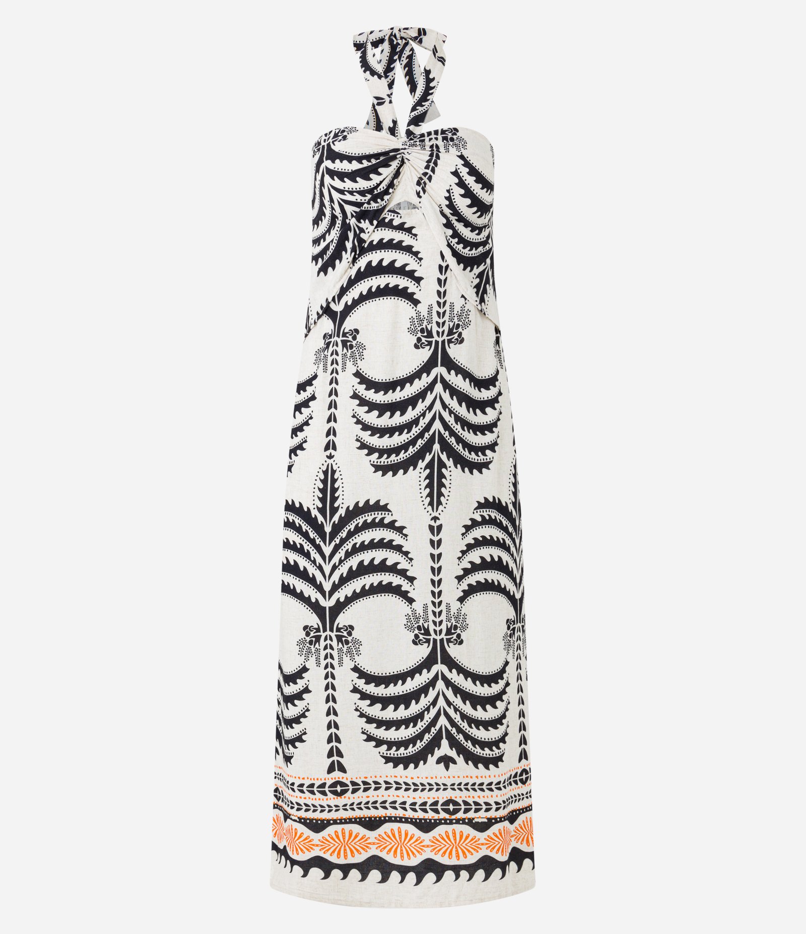 Saída de Praia Vestido em Viscolinho com Estampa Étnica Bege 5