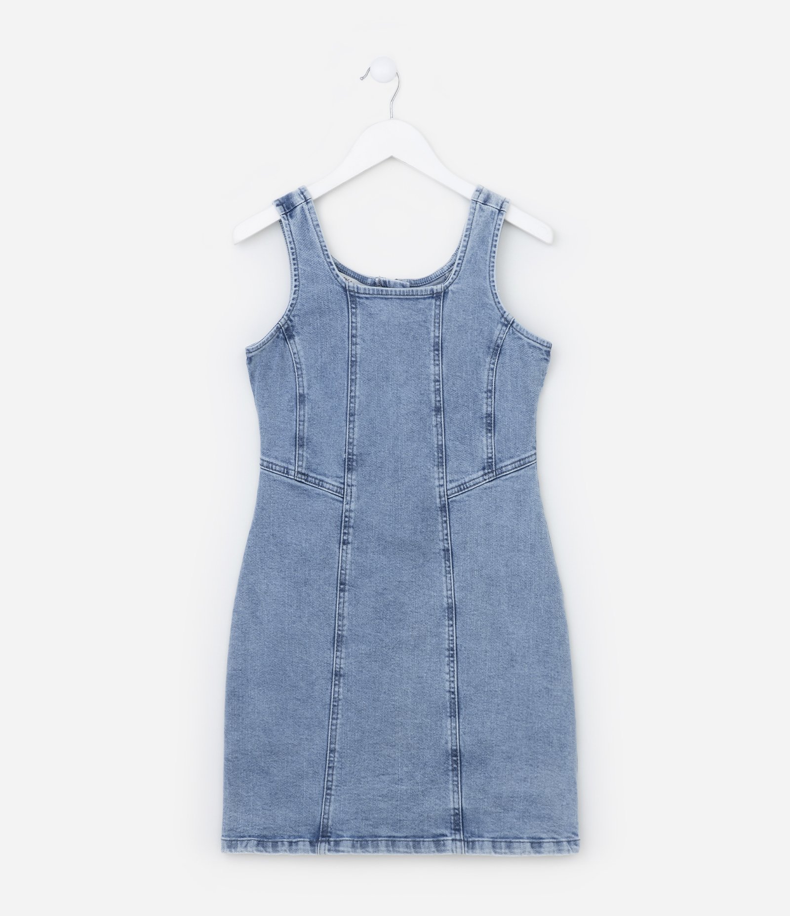 Vestido Infantil em Jeans com Recortes e Brilhos - Tam 5 a 14 Anos Azul 1