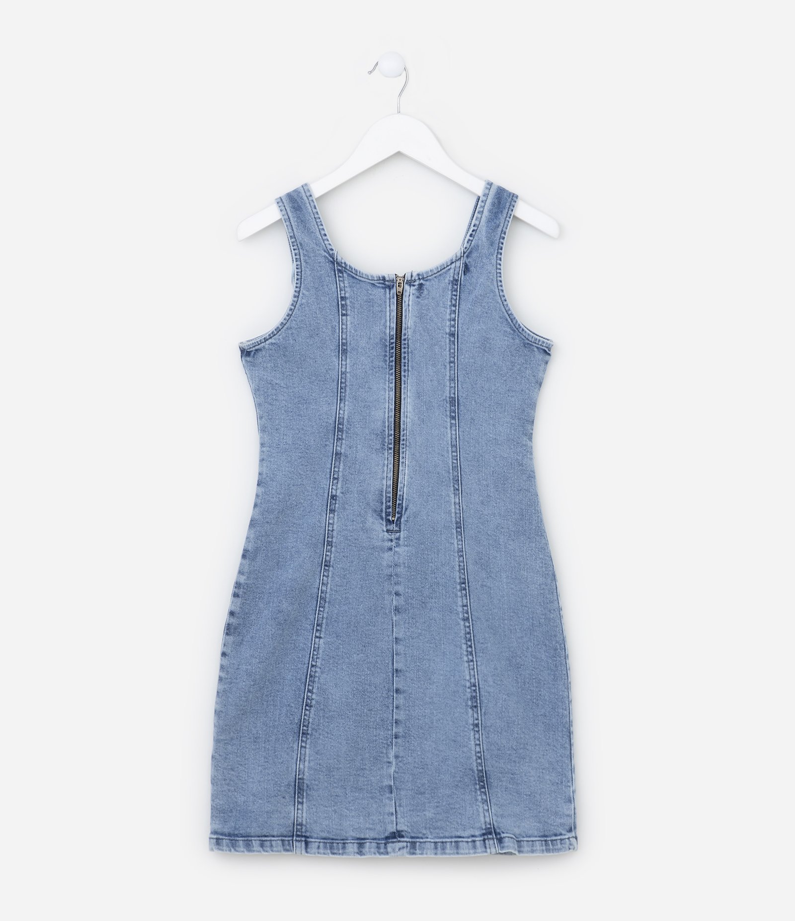 Vestido Infantil em Jeans com Recortes e Brilhos - Tam 5 a 14 Anos Azul 2