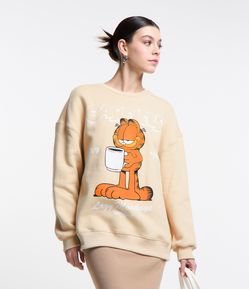 Blusão em Moletom com Forro Fleece e Estampa Garfield