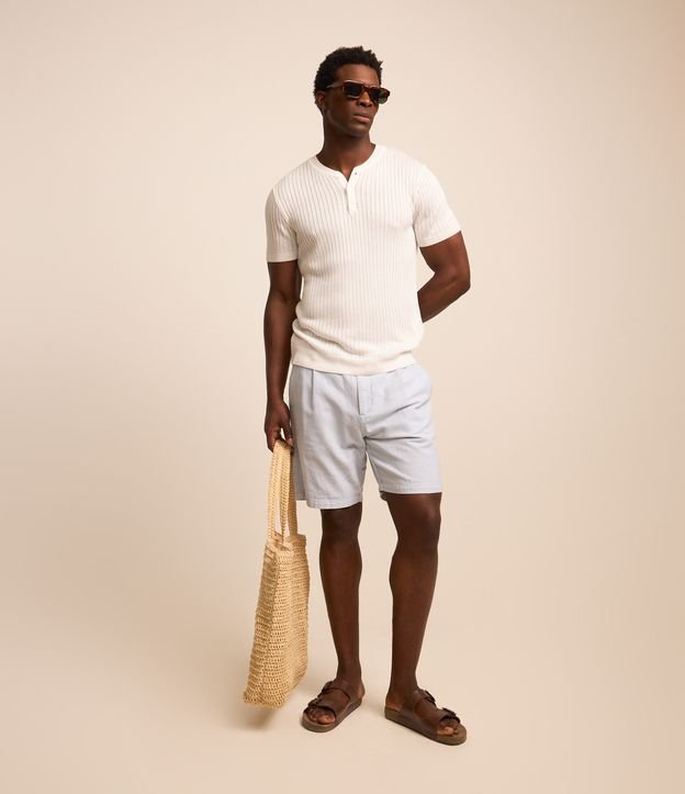 Camiseta Polo Canelada com Gola Padre