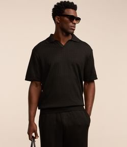 Camisa Polo em Tricô com Gola V