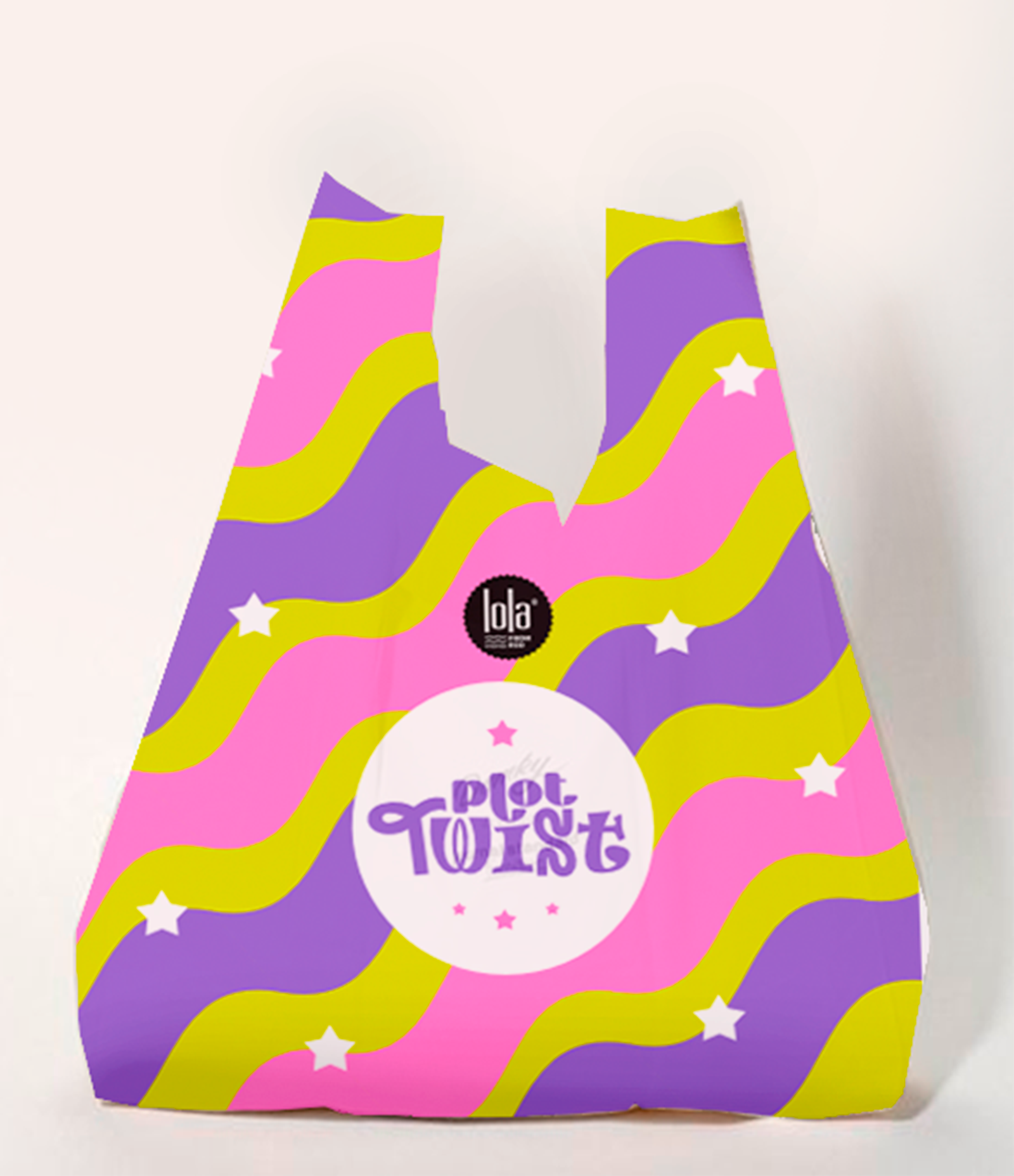 Brinde Bolsa Saco Plot Twist Amarelo e Roxo Lola U 1