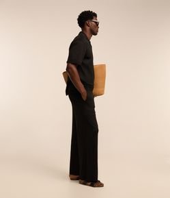 Calca Wide Leg em Tricô com Textura