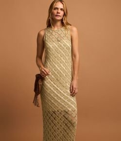 Vestido Midi em Tricô com Detalhes Texturizados
