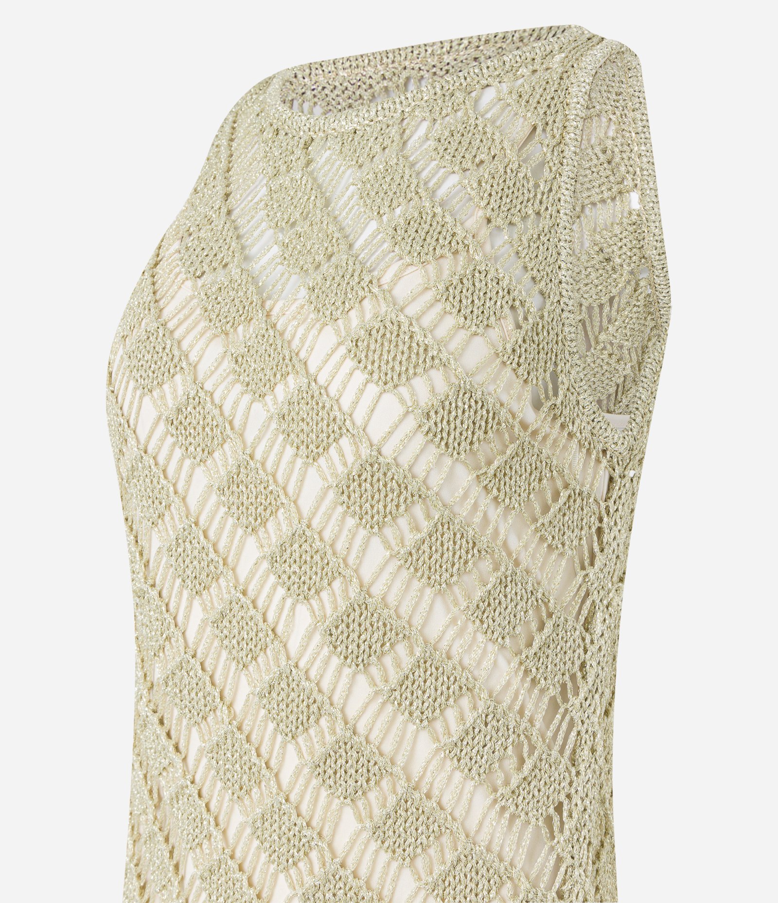 Vestido Midi em Tricô com Detalhes Texturizados Bege 8