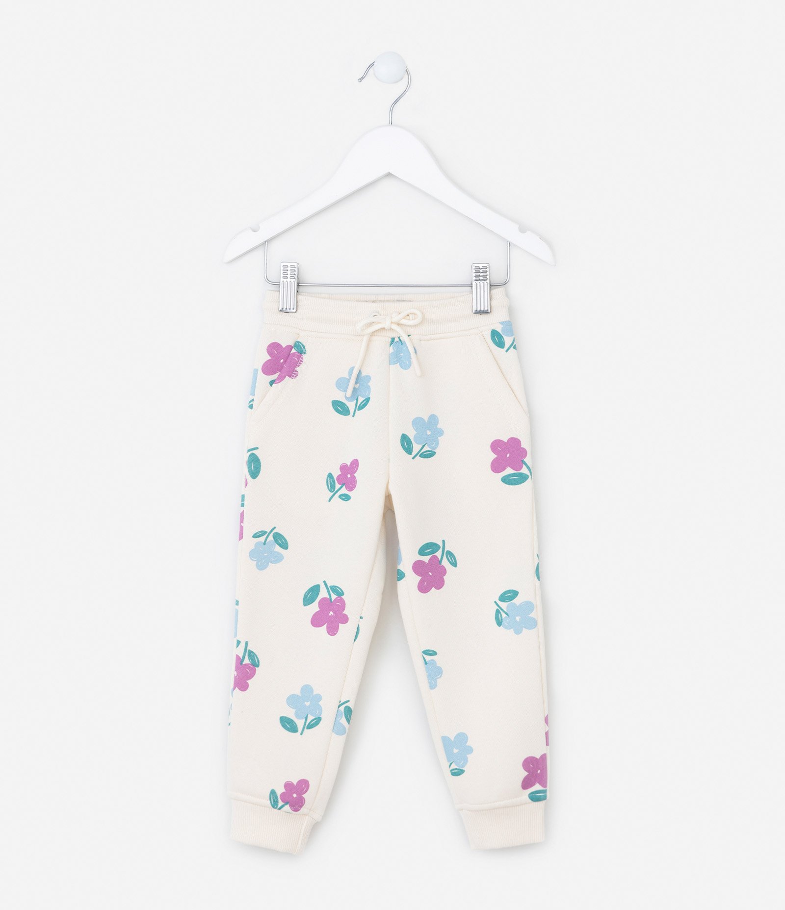 Calça Infantil Quentinha com Estampa Floral - Tam 1 a 5 Anos Bege 1
