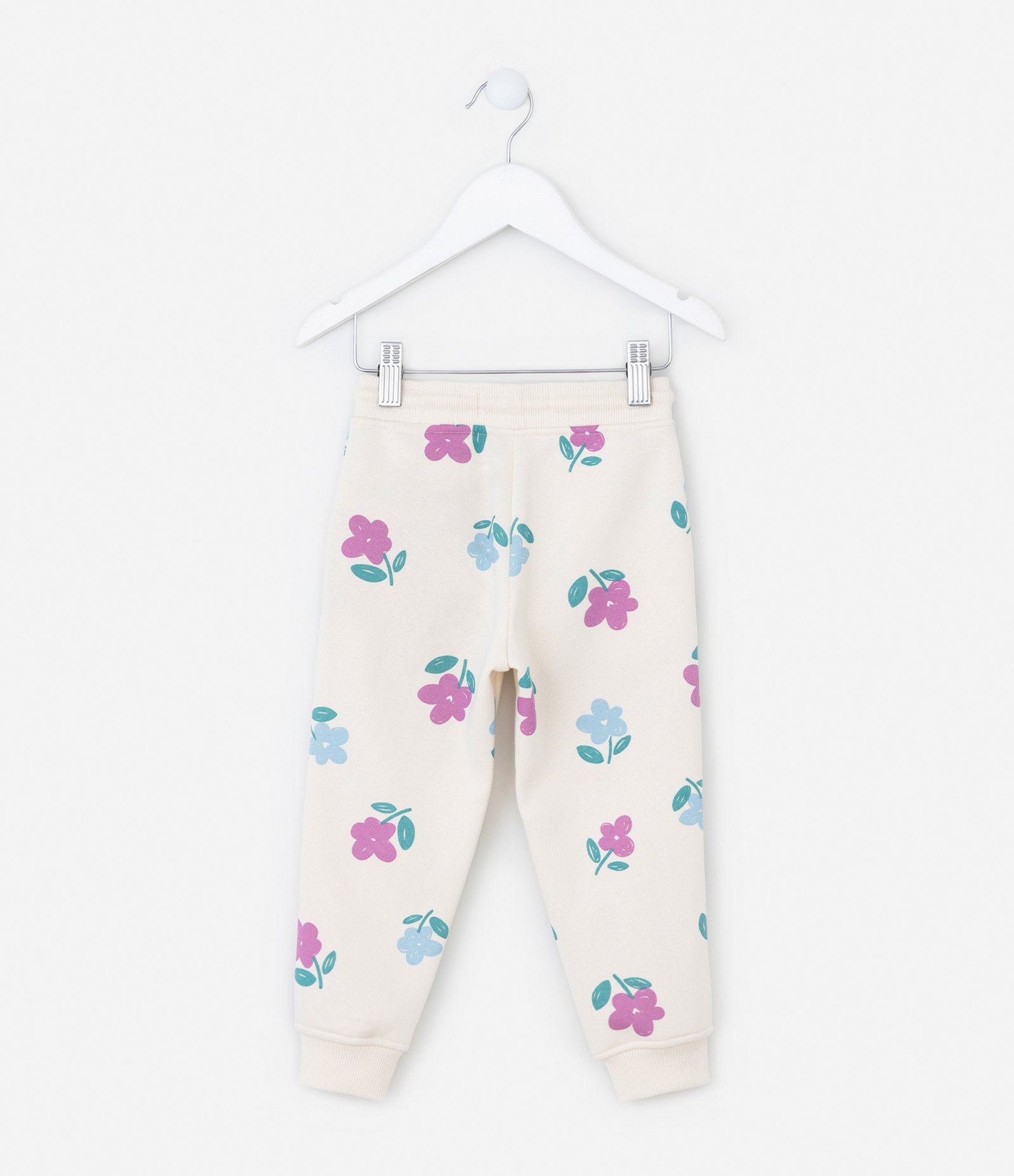 Calça Infantil Quentinha com Estampa Floral - Tam 1 a 5 Anos Bege 2