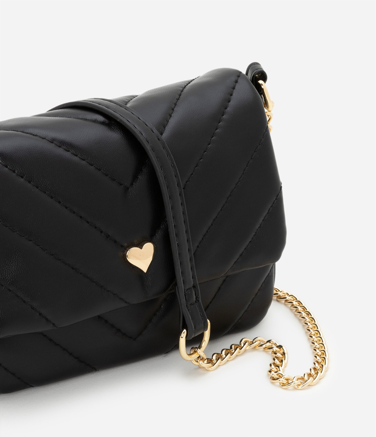 Bolsa Transversal Infantil com Coração Metalizado - Tam U Preto 6