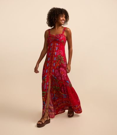 Vestido New Midi em Viscose com Estampa Floral e Lastex na Costas Menor preço em Vestido New Midi em Viscose com Estampa Floral e Lastex na Costas