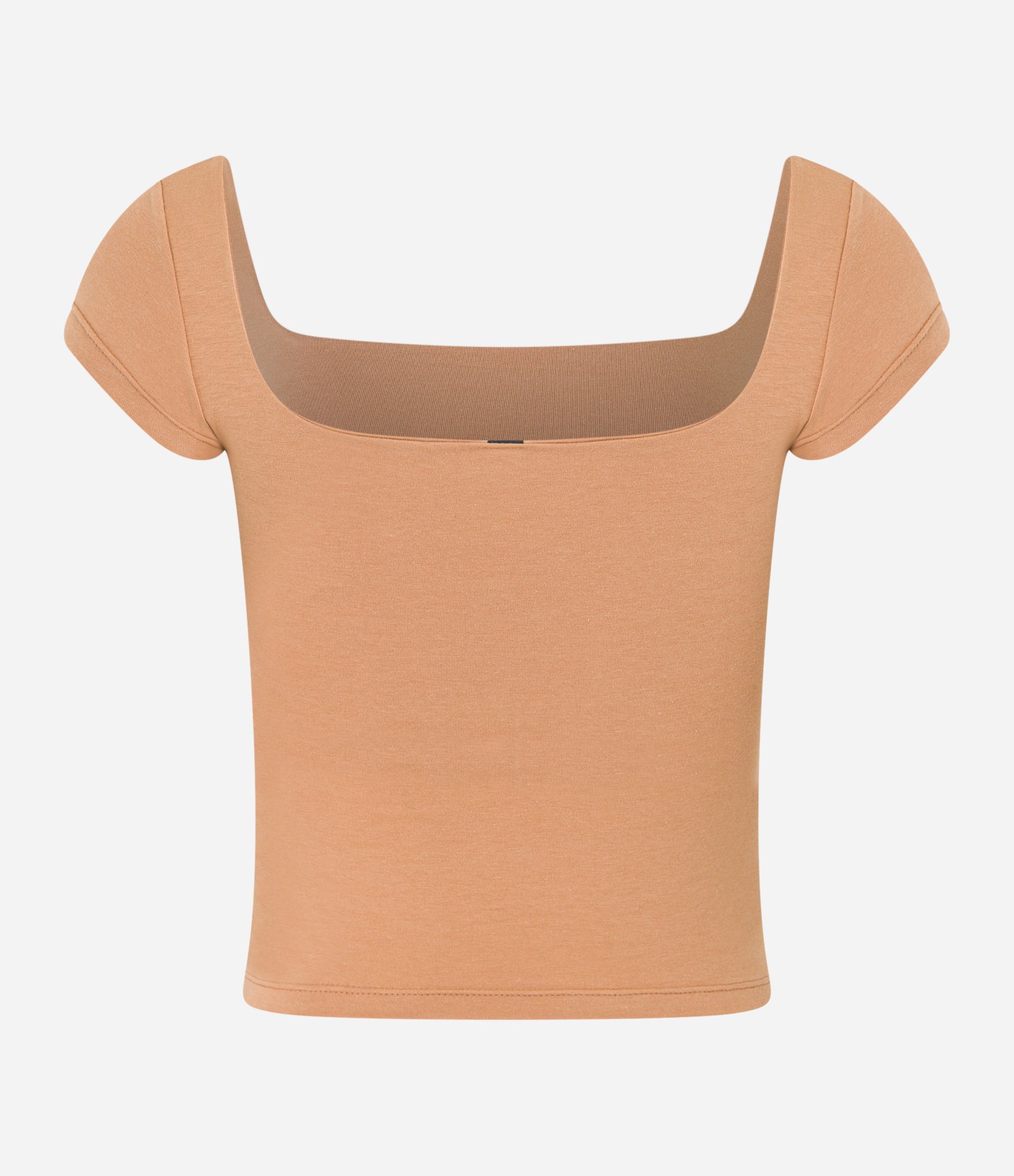 Blusa Cropped em Algodão com Decote Quadrado Bege 5