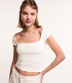 Blusa Cropped em Algodão com Decote Quadrado