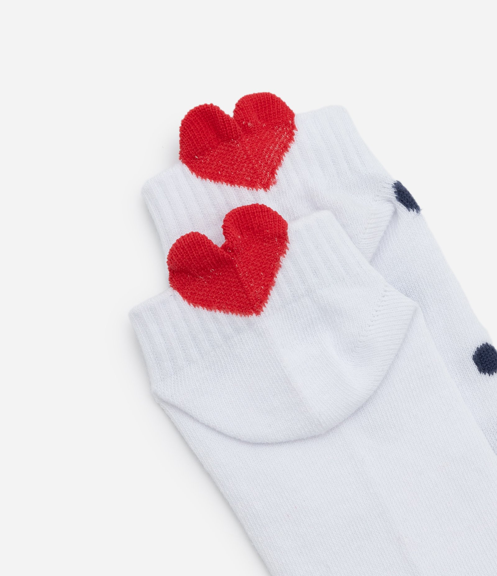 Kit 02 Meias Cano Médio em Algodão com Detalhe Coração Branco 4