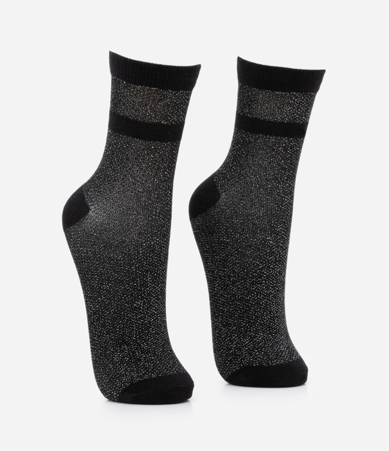 Meia Cano Alto Seamless com Detalhe de Fio Metalizado Preto 2