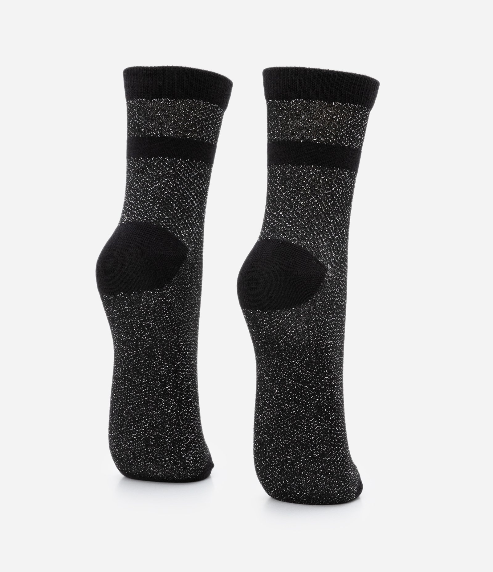 Meia Cano Alto Seamless com Detalhe de Fio Metalizado Preto 3