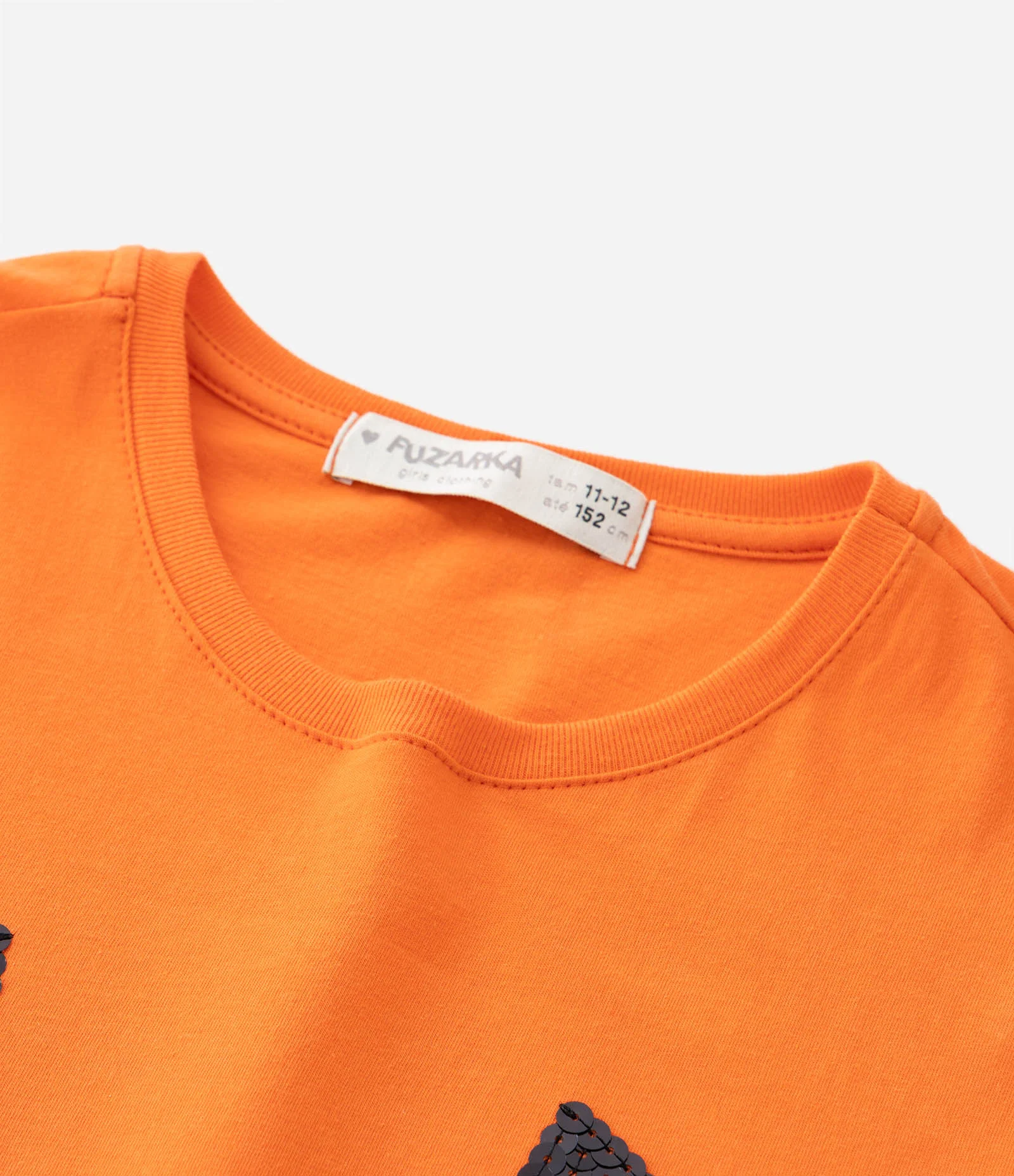 Camiseta Cropped Infantil com Bordado Cara de Abóbora - Tam 5 a 14 Anos Laranja 3