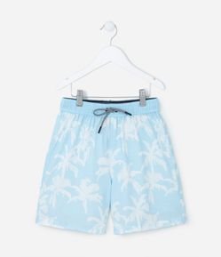 Bermuda Infantil em Microfibra com Estampa Coqueiros - Tam 5 a 14 Anos