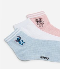 Kit 03 Meias Cano Baixo com Bordado Stitch e Angel