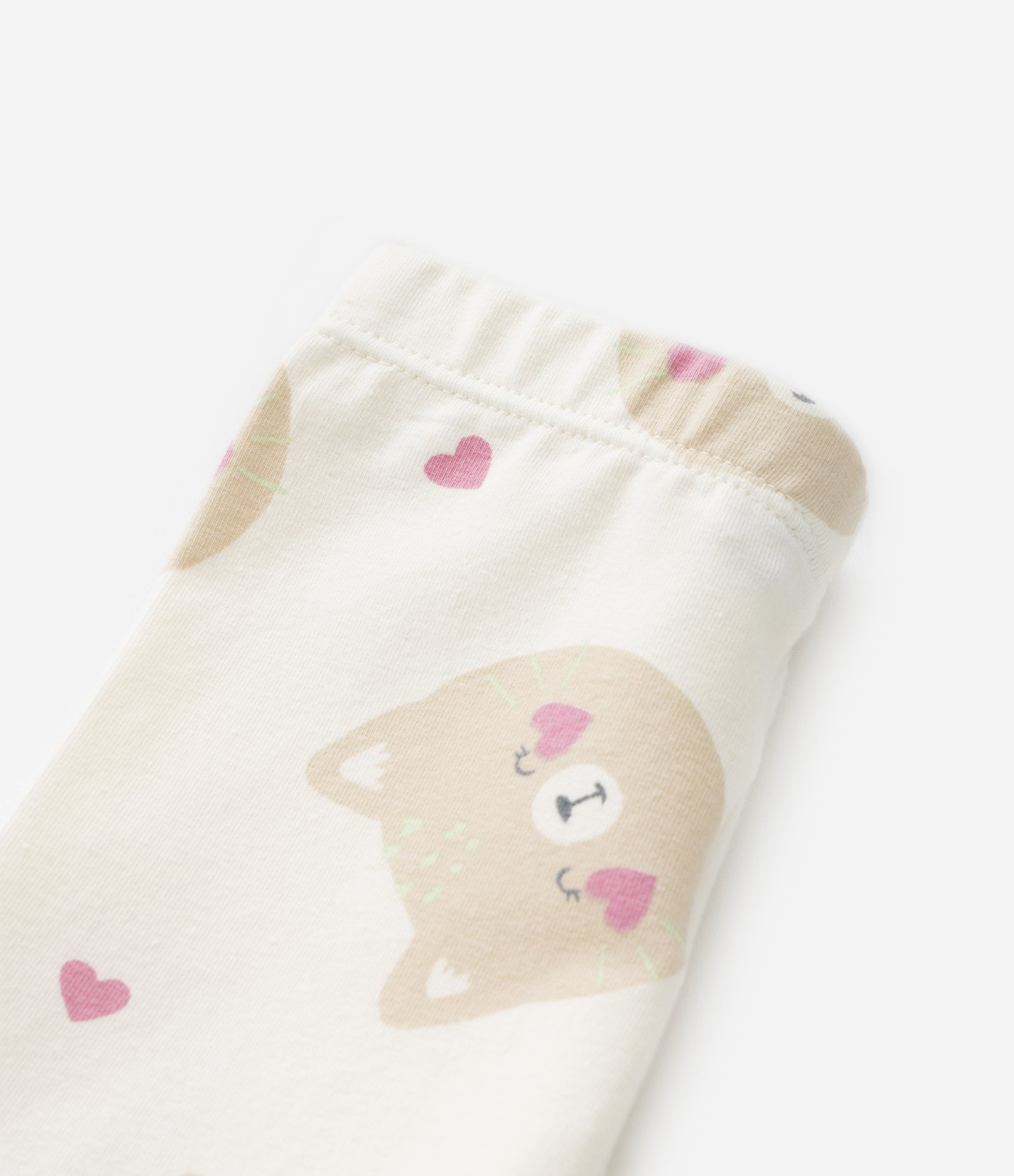 Calça Legging Infantil em Cotton com Estampa Gatinha - Tam 0 a 18 meses Bege 4