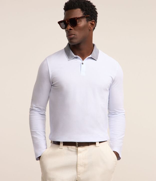 Camiseta em Piquet com Gola Polo Jacquard