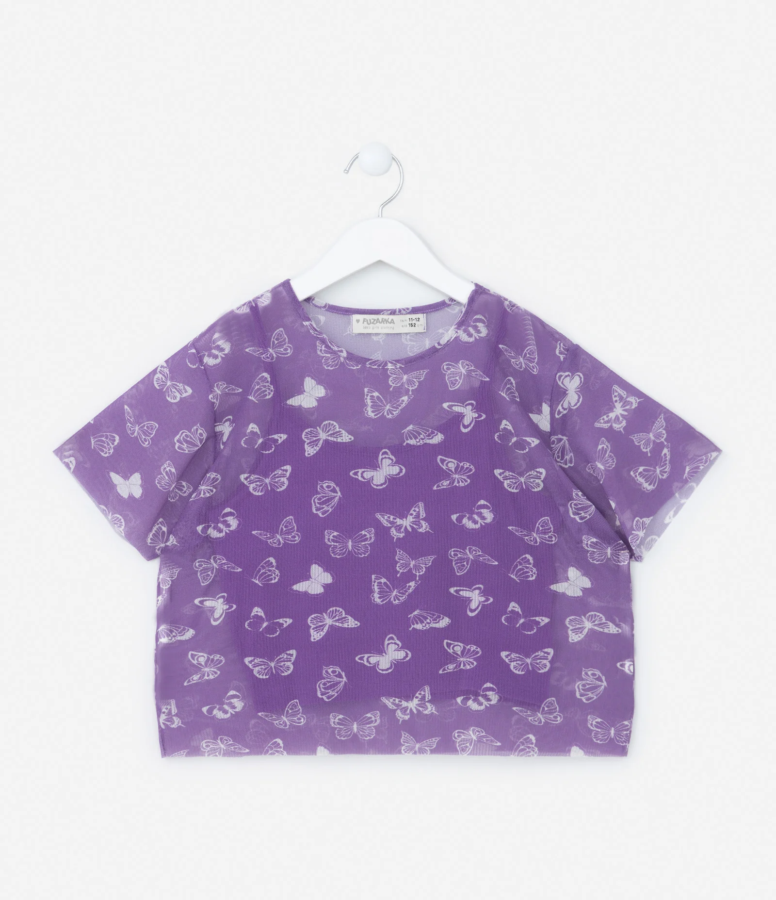 Camiseta Infantil com Estampa de Borboletas e Top - Tam 5 a 14 Anos Roxo 1