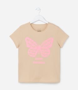 Camiseta Infantil em Algodão com Estampa Borboleta em Neon - Tam 5 a 14 Anos